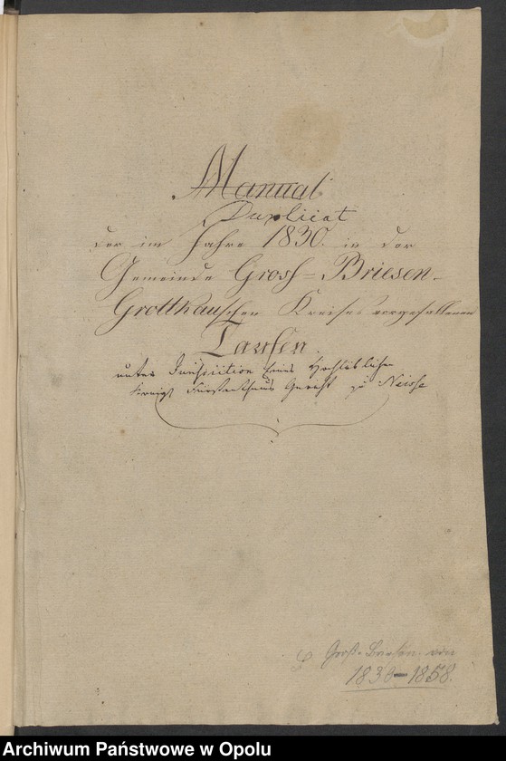 image.from.unit.number "Duplikate der Kirchen-Matrikel von Grosz-Briesen [Gross Briesen]1830-1858 [kościół filialny w Brzezinach parafii rzymskokatolickiej w Skoroszycach (Friedewalde)]"