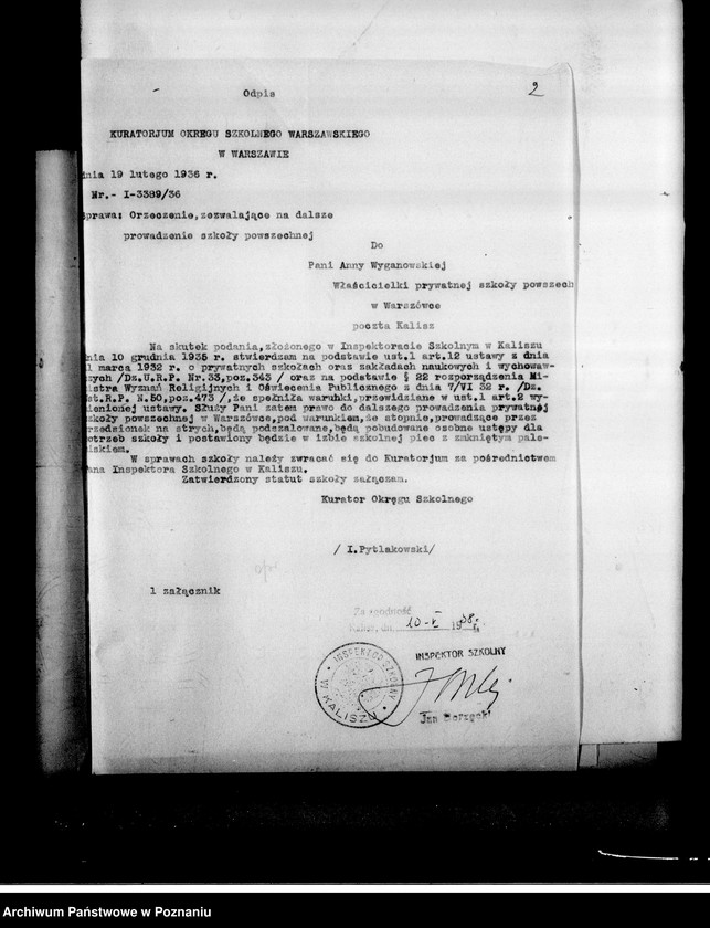 Obraz 6 z jednostki "Prywatna Szkoła Powszechna A. Wyganowskiej w Warszówce powiat Kalisz"