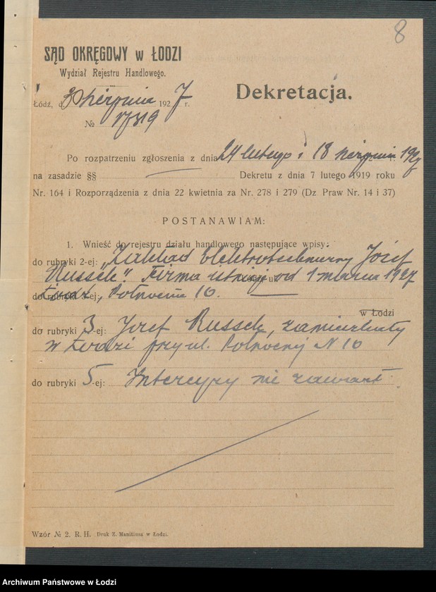 Obraz 10 z jednostki "Zakład Elektrotechniczny – J. Russak"