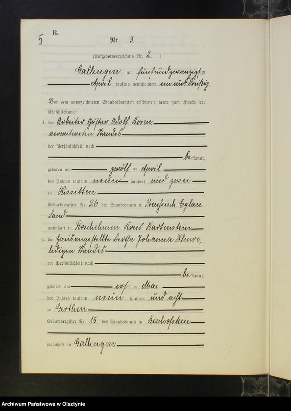 image.from.unit.number "Heirats-Neben-Register Nr 1 - 19 [ Księga małżeństw - wtóropis ]"