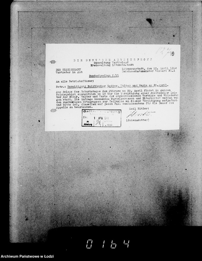 Obraz 14 z jednostki "Verschiedenes grün. [Korespondencja w sprawach personalnych; płace, zaszeregowania, urlopy, odznaczenia]"