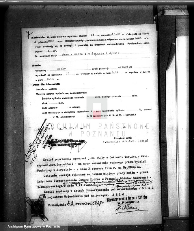 image.from.unit.number "Zjednoczone Cukrownie Witaszyce - Zduny pow. krotoszyński nr woj. kotła 3816"