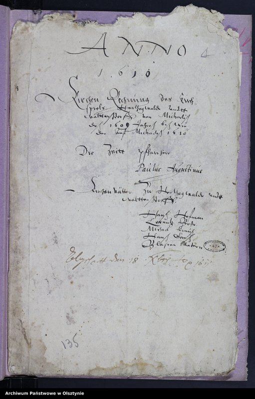 image.from.unit.number "Kirchen Rechnung des Kirchspiels Herzogswalde"