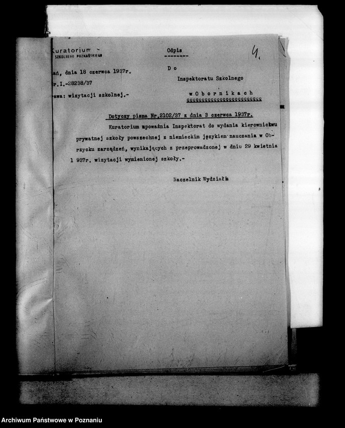 Obraz 7 z jednostki "Prywatna Szkoła Powszechna z niemieckim językiem nauczania w Obrzycku powiat Szamotuły"