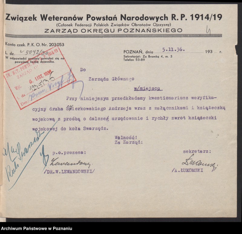 Obraz 7 z jednostki "Swarzędz, powiat Poznań - akta koła."