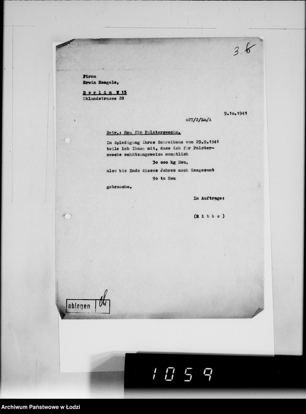 Obraz 7 z jednostki "[Korespondencja z urzędami, instytucjami i firmami] Lit.Na-Ny."