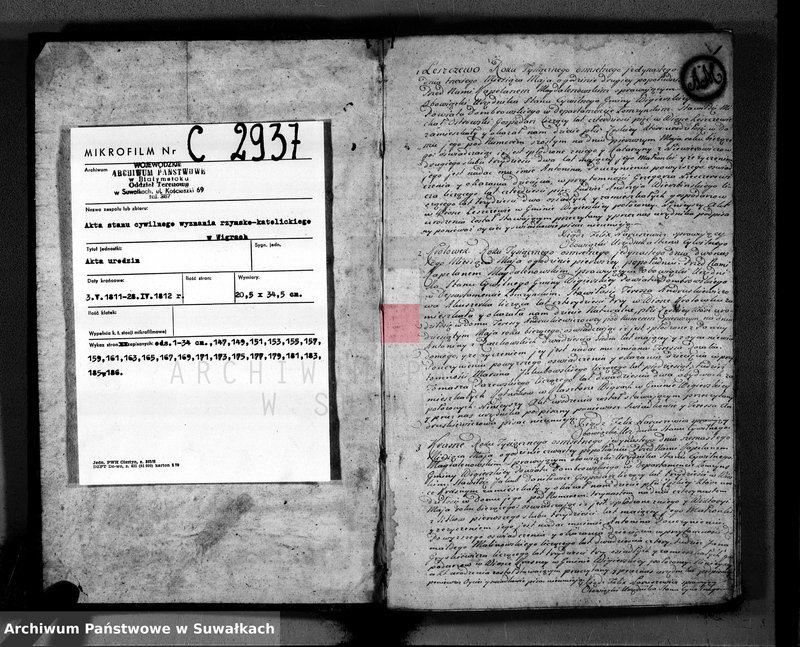 image.from.unit.number "Akta urodzin gminy wigierskiey od 1-go maja 1811 do dnia ostatniego kwietnia 1812 roku"