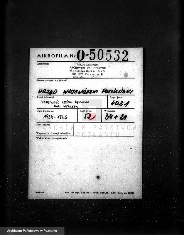 Obraz 2 z jednostki "Majętność leśna Dębowo powiat wyrzyski"