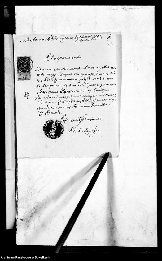 Obraz 11 z jednostki "Dokumenty k aktam brakošočetavšichsja Liškovskago Rimsko- katoličeskago Prichoda za 1898 god"