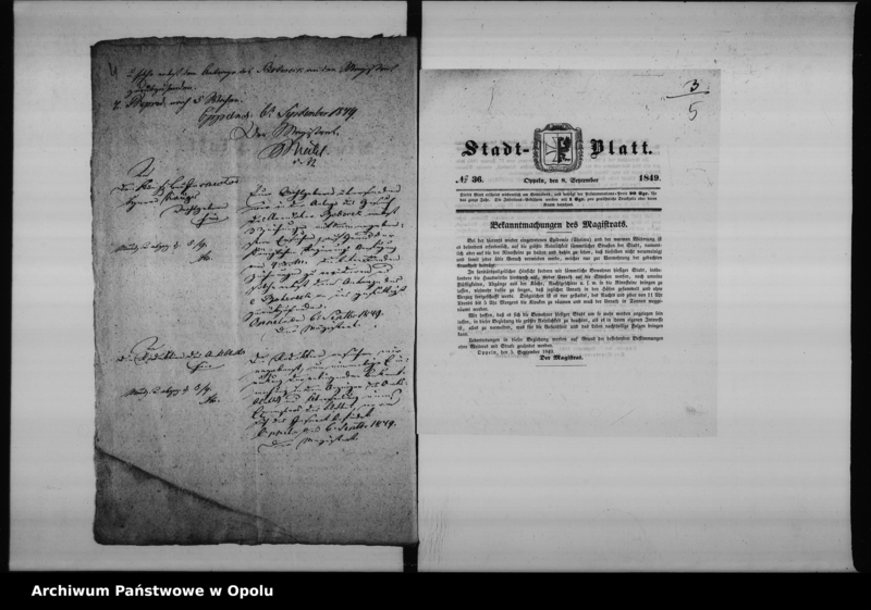 Obraz 7 z jednostki "Acta des Magistrats zu Oppeln betreffend die Anlage einer Bierbrauerei in dem sub No 35 vor dem Oderthore hierselbst belegenen Hause"