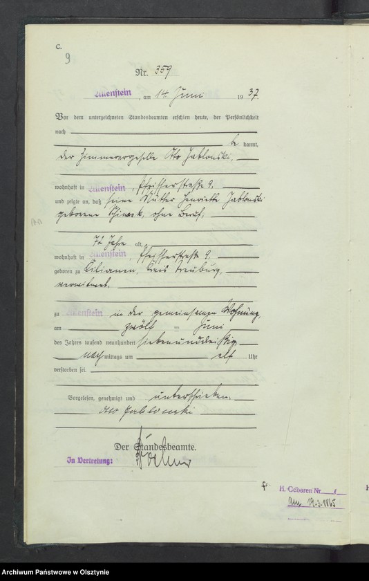 image.from.unit.number "Sterbe-Haupt-Register Tom II, Nr 352-717"