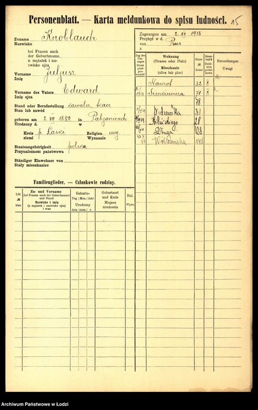 Obraz 17 z jednostki "[Spis ludności Łodzi] Knobloch - Kobyłecki"