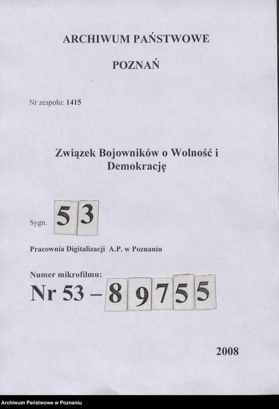 Obraz 3 z jednostki "Wykaz członków Prezydium Zarządu Okręgu Związku Bojowników o Wolność i Demokrację w Poznaniu."
