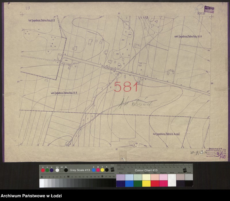 Obraz 1 z jednostki "Plan m. Łodzi 1:2000 z oznaczeniem podziału miasta na Obwody Komitetów Blok. Sekcja NW27"