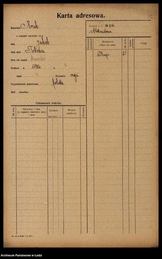 Obraz 14 z jednostki "[Spis ludności Łodzi] Kruk - Krol"