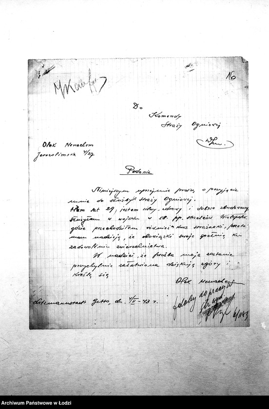 Obraz 18 z jednostki "[Podania o przyjęcie do Straży Pożarnej]"