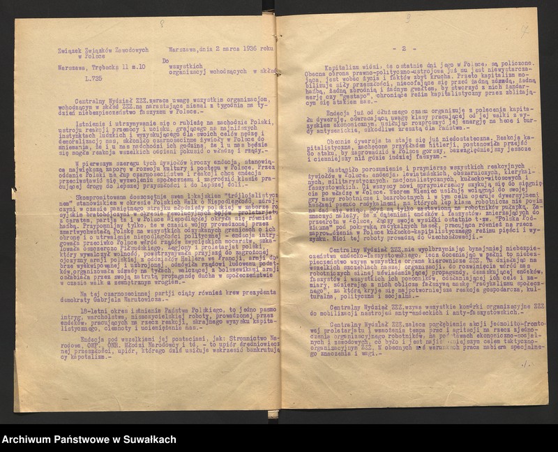 image.from.unit.number "[Wykaz związków zawodowych istniejących w powiecie wg. stanu na dzień 1. I 1937 r. oraz korespondencja]"
