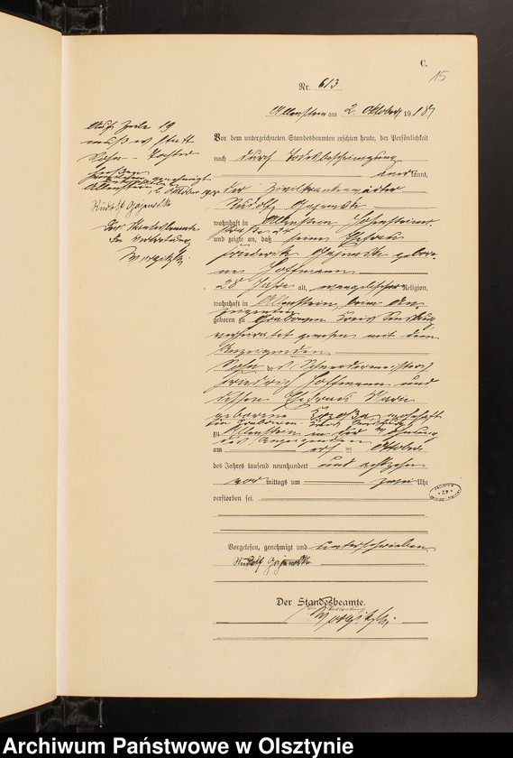 image.from.unit.number "Sterbe-Haupt-Register Tom II, Nr 600-877"