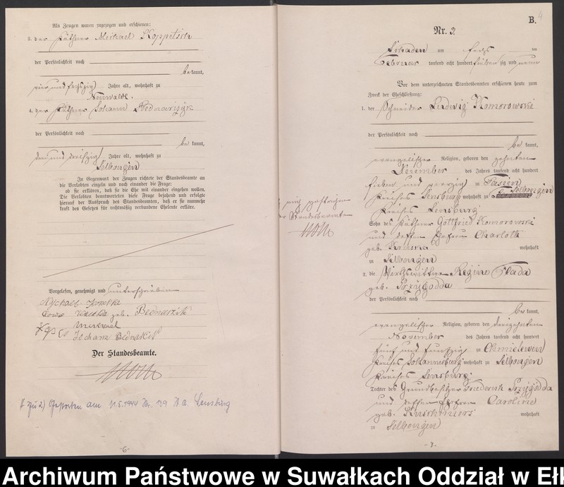 image.from.unit.number "Heiraths-Haupt-Register des Königlich Preussischen Standes-Amtes Schaden Kreis Sensburg"