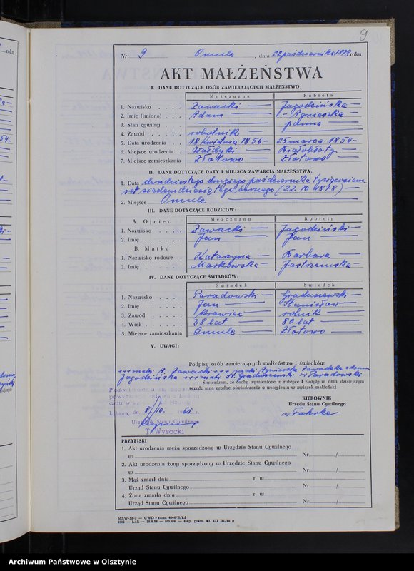 Obraz 11 z jednostki "Księga małżeństw Nr 1 - 12,1 - 9,1 - 15,1 - 12,1 - 17 i 1 - 15 /brak lat 1880 - 1882/ /przepisana w języku polskim z oryginału niemieckiego w dniach 8.10.-11.10.1961/"