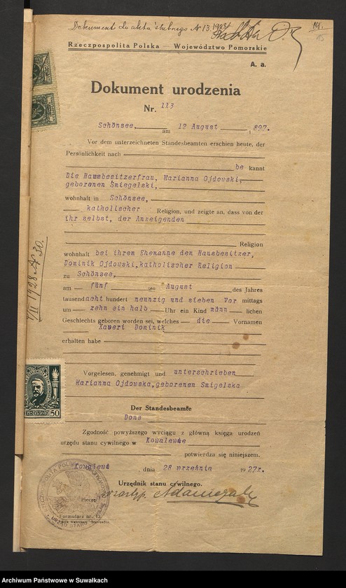 image.from.unit.number "Dokumenty przedstawione do aktów ślubnych w roku 1928 w filipowskiej r.k. parafji"