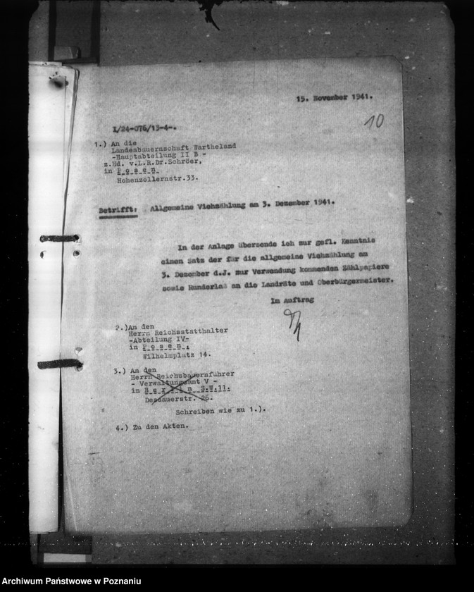 Obraz 14 z jednostki "Zarządzenia i korespondencja w sprawie sporządzenia spisu bydła"