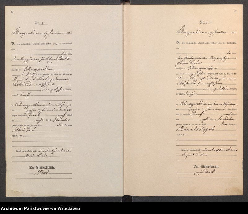 image.from.unit.number "Geburts-Haupt-Register Schwarzwaldau (Czarny Bór) 1905"