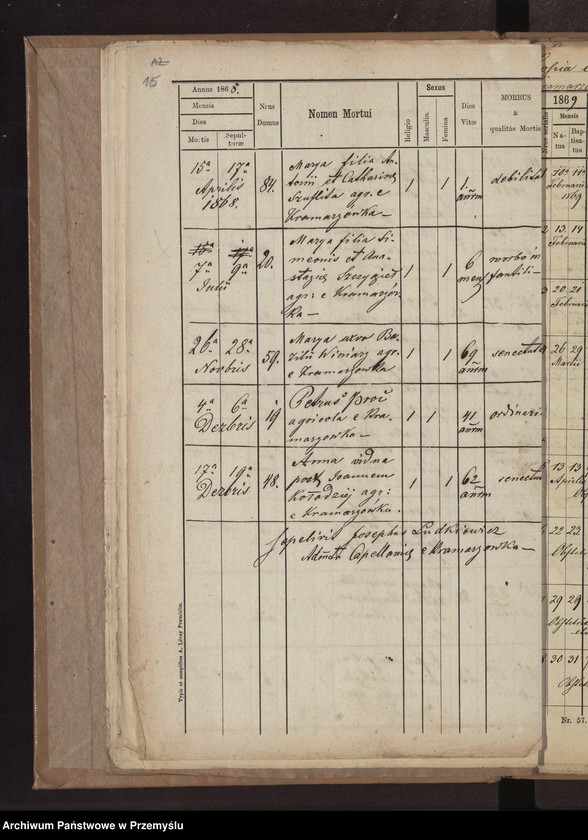 Obraz 18 z jednostki "[Kopie ksiąg metrykalnych parafii Kramarzówka (dekanat Pruchnik) za lata 1867-1878]"