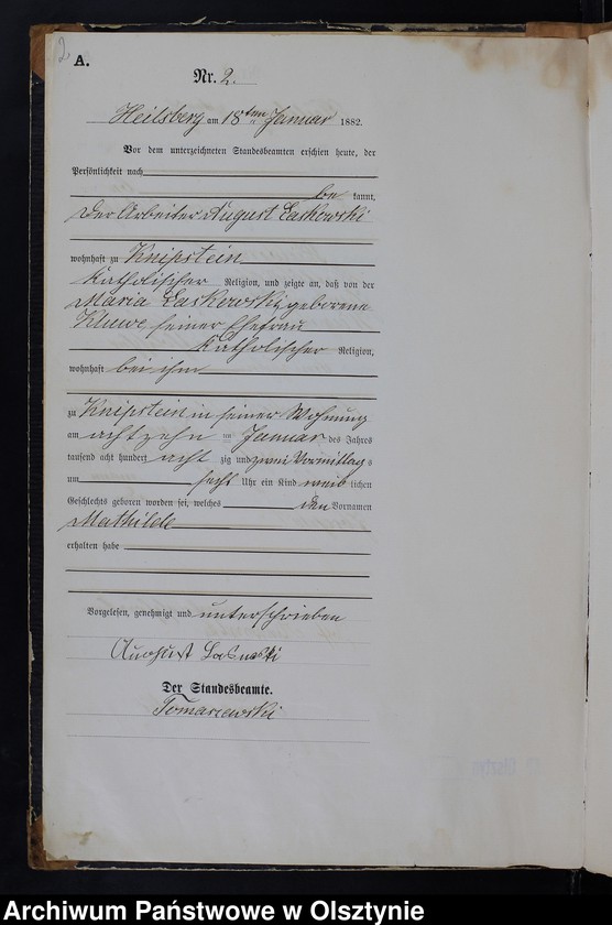 Obraz z jednostki "Geburts-Haupt-Register Nr 1 - 156"