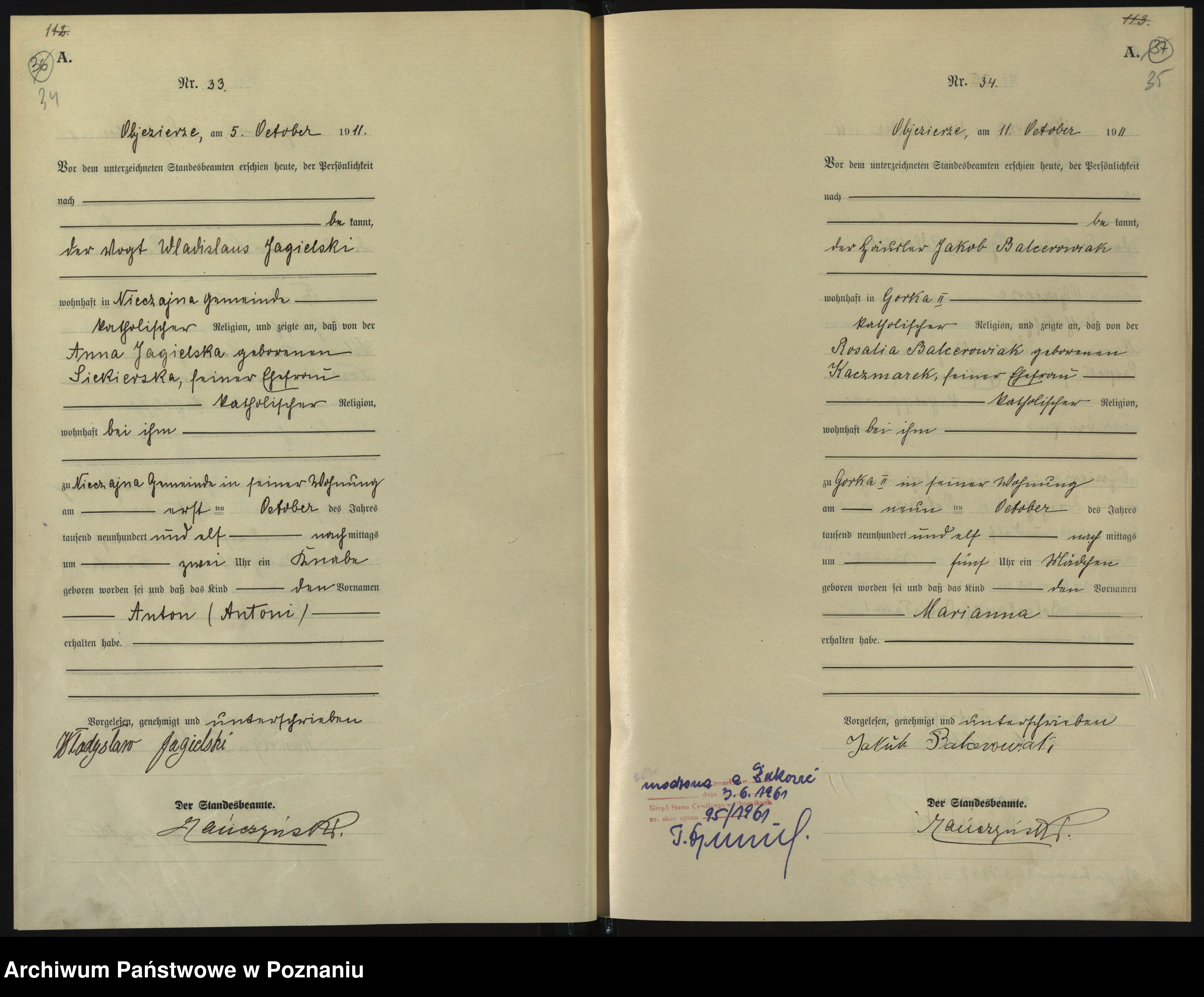 Skan z jednostki: [Rejestr główny urodzeń]