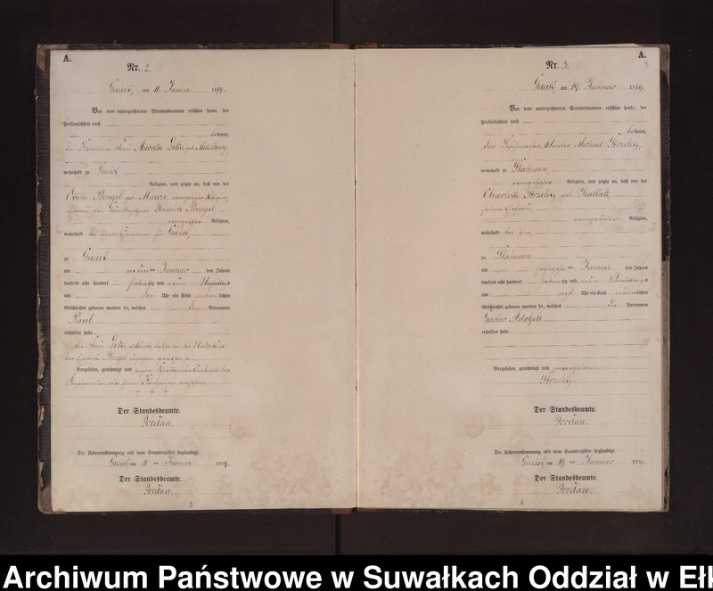 image.from.unit.number "Geburts-Neben-Register des Preussischen Standes-Amtes Gneist Kreis Loetzen"