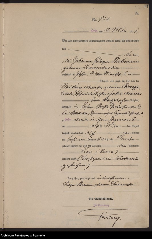 Obraz 12 z jednostki "Księga miejscowa urodzeń tom III [Rejestr główny urodzeń]"