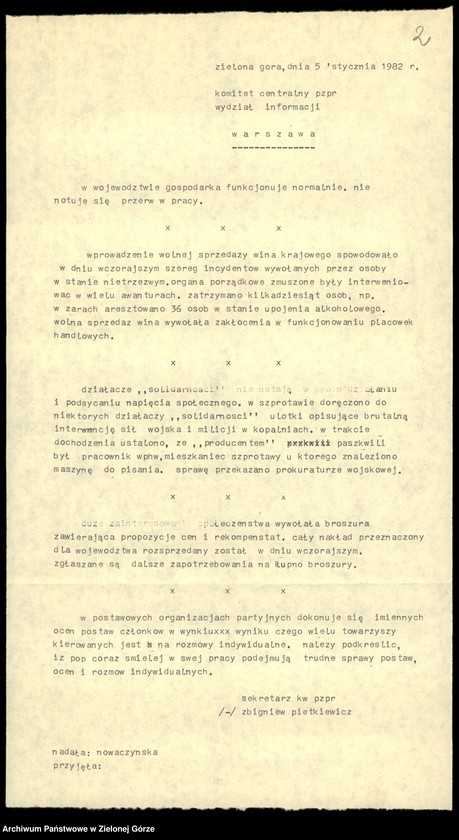 image.from.unit.number "Teleksy z KW do KC, 1 styczeń - 29 styczeń 1981"