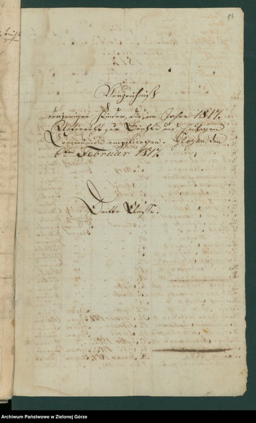 image.from.unit.number "Alljähriges Verzeichniß der Kinder, welche zum ersten Hl. Abendmahle gegengen sind, bei hiesieger Stadtpfarrkirche [Wykaz dzieci mających przystąpić do pierszej komunii św. w parafii p. w. św. Mikołaja w Głogowie]"