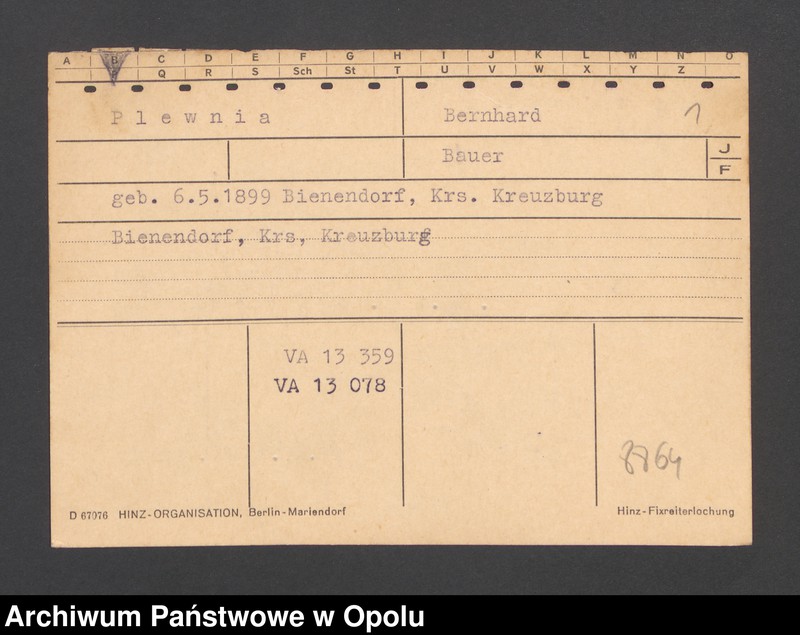 Obraz 3 z jednostki "[Plewnia Bernhard, ur. 06.05.1899 Bienendorf]"