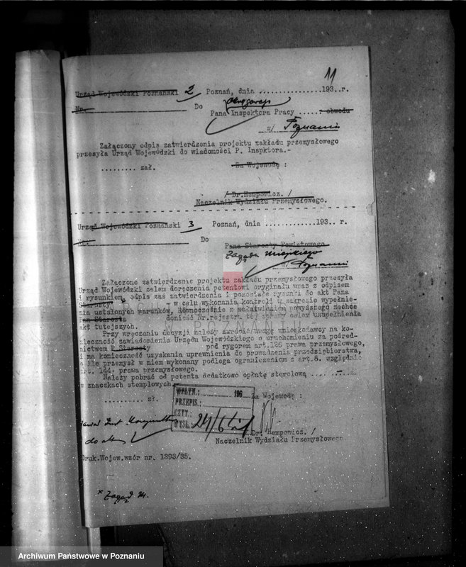 image.from.unit.number "Zatwierdzenie zakładu przemysłowego /wytwórni papirusu i płyt światłoczułych/ własność Kaiser Poznań Rataje"