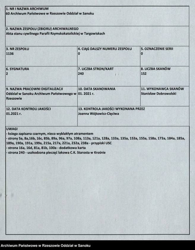 image.from.unit.number "Księga urodzeń dla miejscowości Targowiska"