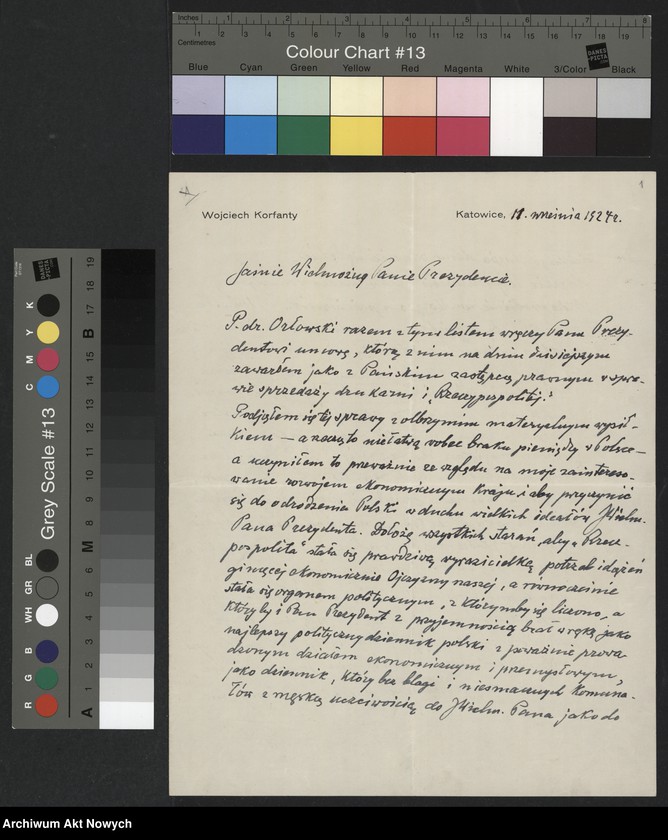 image.from.unit.number "Korfanty Wojciech; Załączniki: a) telegram I. J. Padewskiego do W. Witosa; b) zaproszenie, dotyczy "Rzeczypospolitej"; L.23 (odpowiedzi - rękopisy, maszynopisy)"