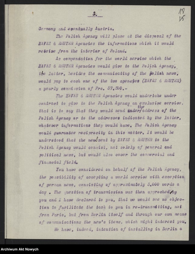 image.from.unit.number "Materiały w sprawie utworzenia Polskiej Agencji Telegraficznej. Memoriały, korespondencja"