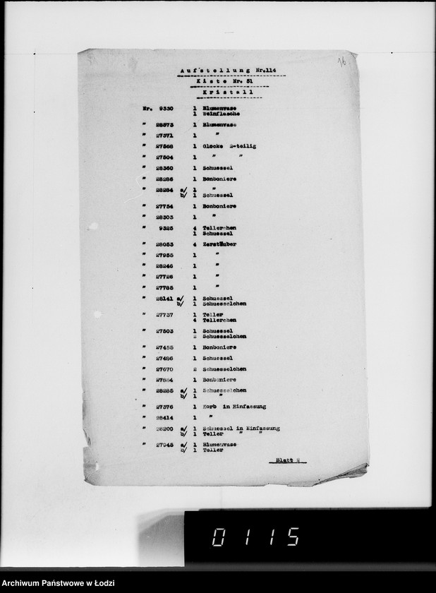 Obraz 20 z jednostki "Anlieferung des Judenältesten Silber [Zestawienia skonfiskowanych w Getcie kosztowności]"