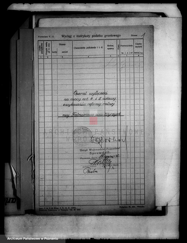 Obraz 5 z jednostki "Operat wyłączeń w myśl art.4 i 5 ustawy o reformie rolnej majątku Falmierowo powiatu wyrzyskiego mikrofilm"