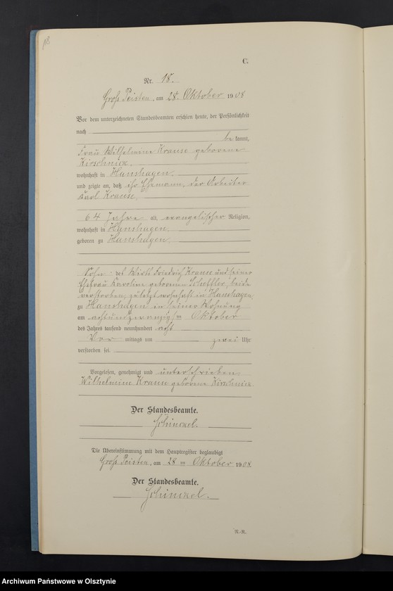 Obraz 20 z jednostki "Sterbe-Neben-Register Nr 1 - 23"