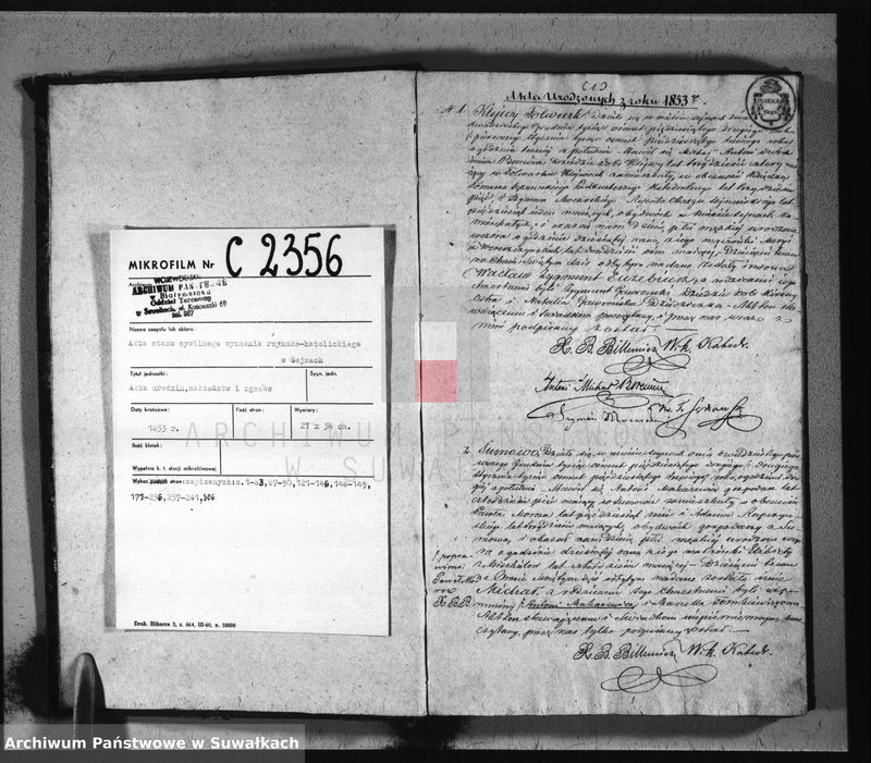 Obraz 3 z jednostki "Duplikat urodzonych, zaślubionych i umarłych parafii sejneńskiej z roku 1853"