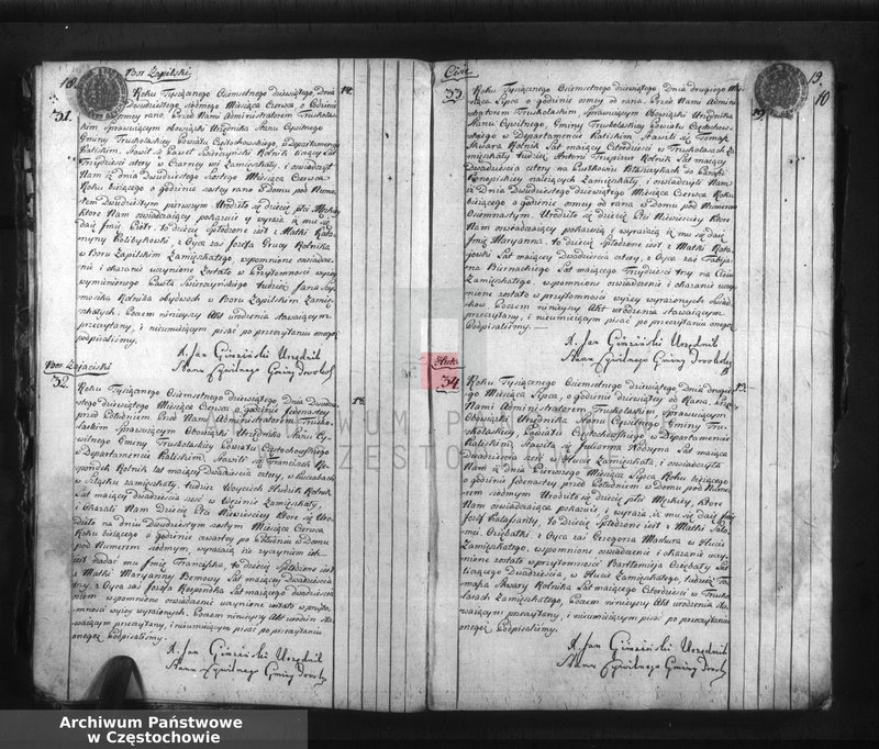 Obraz 12 z jednostki "Akta cywilne urodzeń gminy Truskolasy od dnia 1 miesiąca maja 1809 roku do dnia 30 miesiąca kwietnia 1810 roku wpisane"