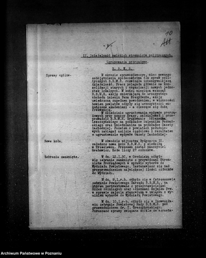 Obraz 14 z jednostki "Sprawozdania sytuacyjne miesięczne z życia społeczno-politycznego za miesiące styczeń, luty, marzec 1930 r."