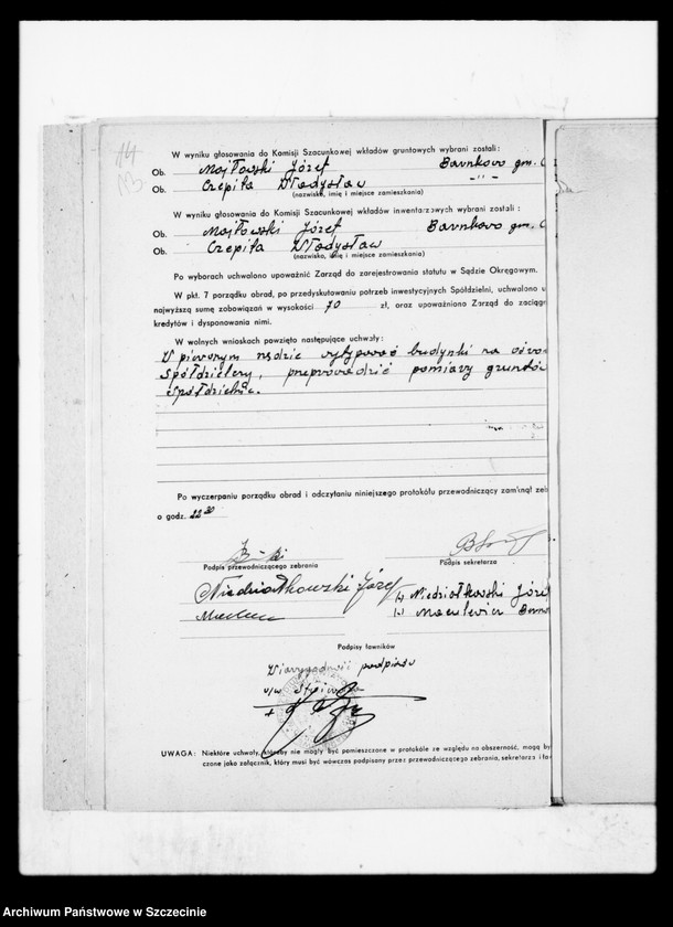 image.from.unit.number "Rolniczy Zespół Spółdzielczy im. T. Kościuszki z siedzibą w Barnkowie powiat Chojna - organizacja"