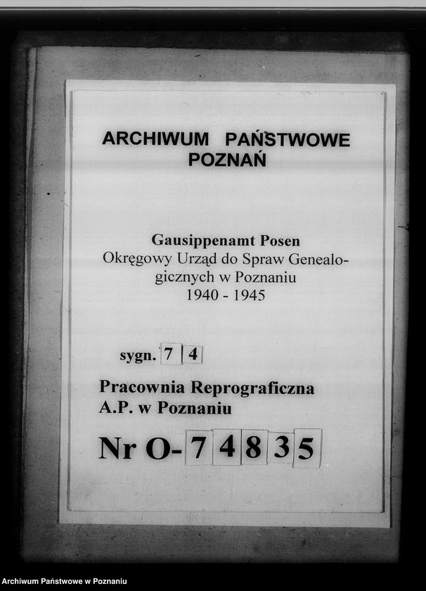 Obraz 1 z jednostki "Zugangsverzeichnis des Kirchenbuch-Magazins [na terenie tak zwanego Kraju Warty]"