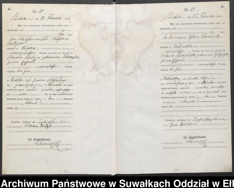 image.from.unit.number "[Geburts]-Haupt-Register des Königlichen Preussischen Standes-Amtes Bialla Kreis Johannisburg"