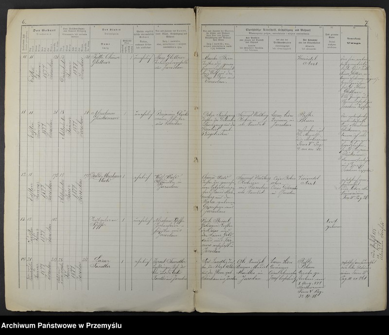 image.from.unit.number "Dupplicat vom Geburts-Matrikel Buche des Jaroslauer Matrikel-Bezirkes pro 1877"