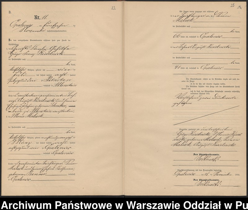 Obraz 15 z jednostki "Księga małżeństw parafii ewangelicko-augsburskiej w Opaleńcu"